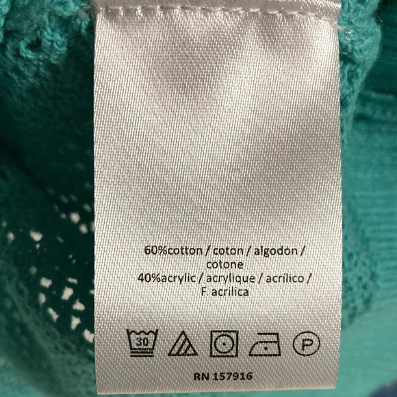 H by Halston Turquoise Pullover Knit Short Sleeve Boat Neck Sweater, Size M, NEW - Picture 8 of 12